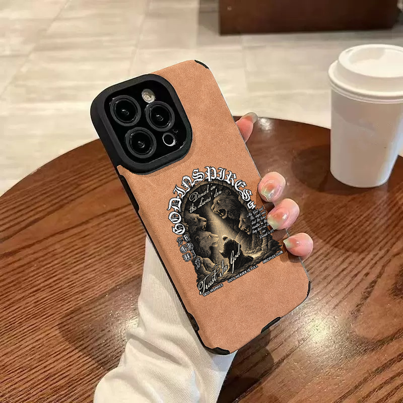 “Daniel in the Lions” Jesus Leather iPhone Case