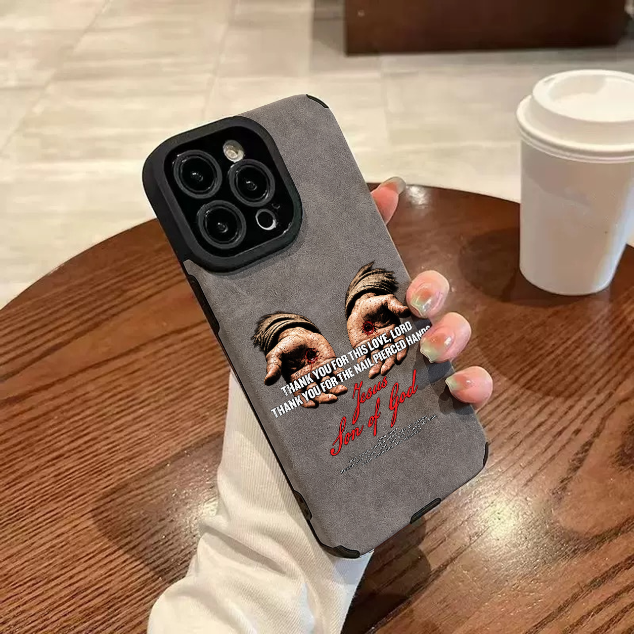 “Pierced Hands” Jesus Leather iPhone Case