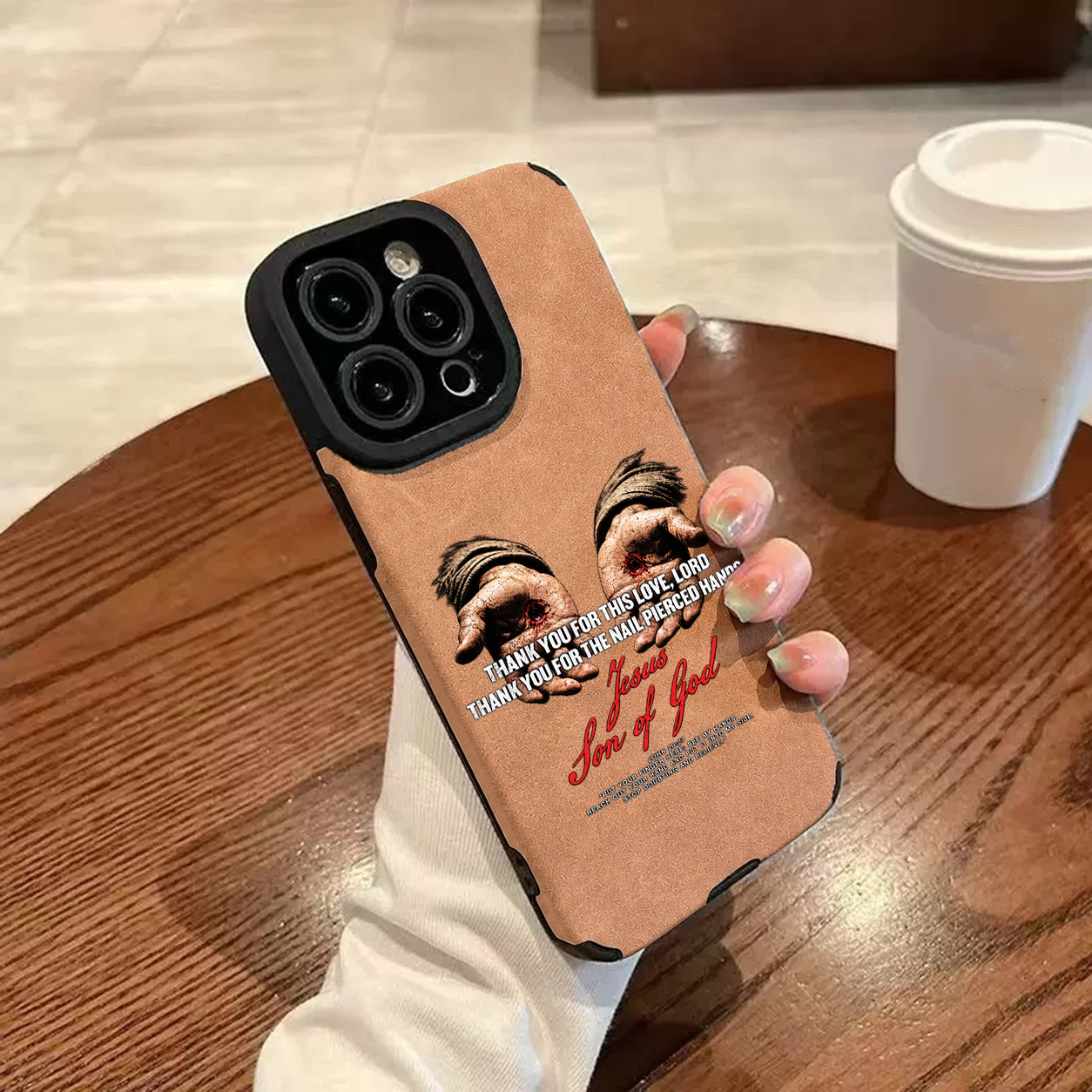 “Pierced Hands” Jesus Leather iPhone Case