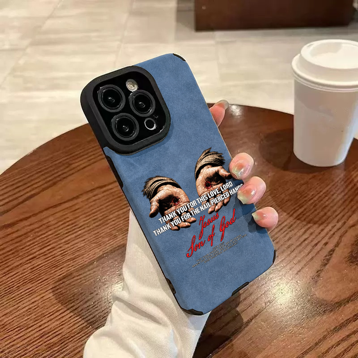 “Pierced Hands” Jesus Leather iPhone Case