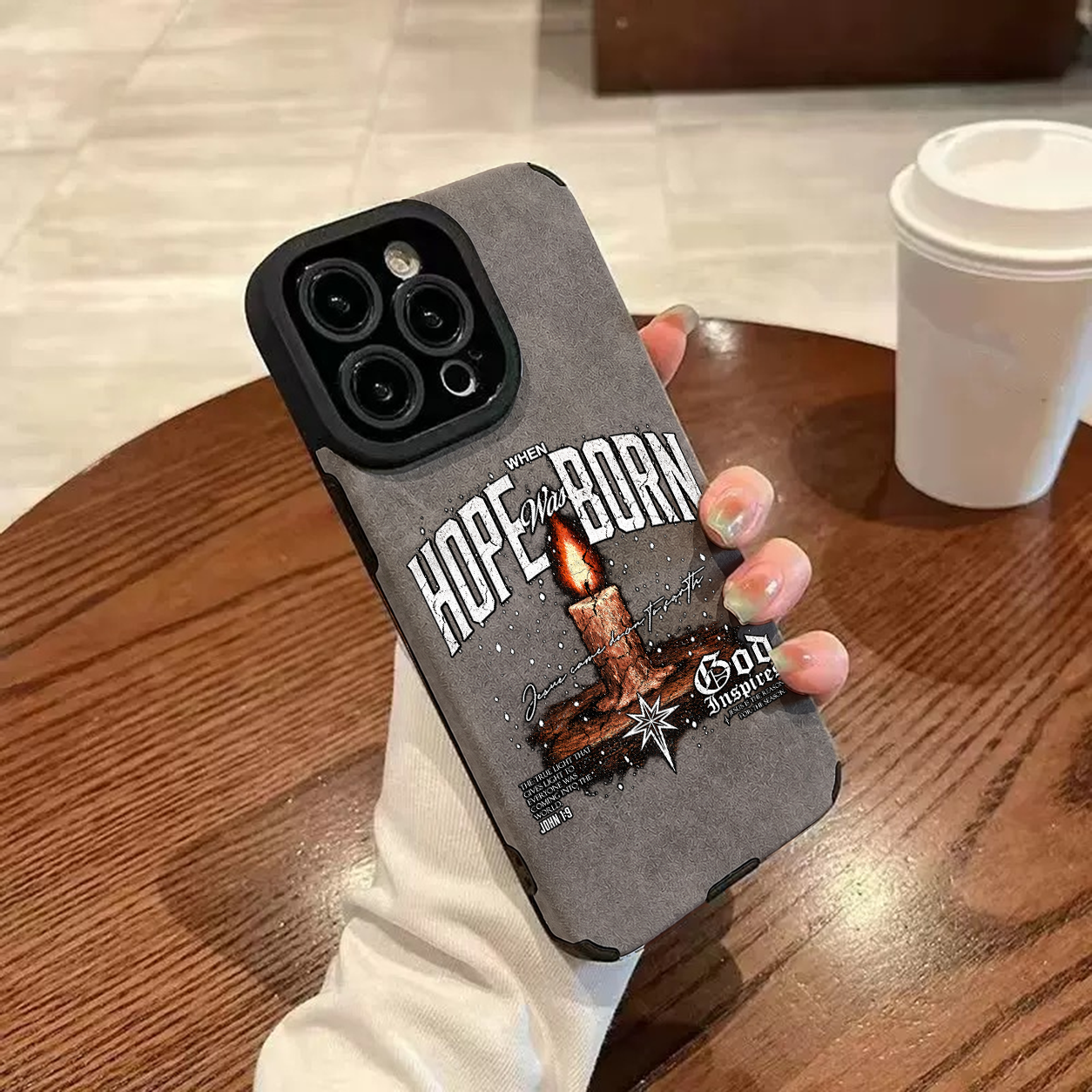 “Hope Was Born” Jesus Leather iPhone Case