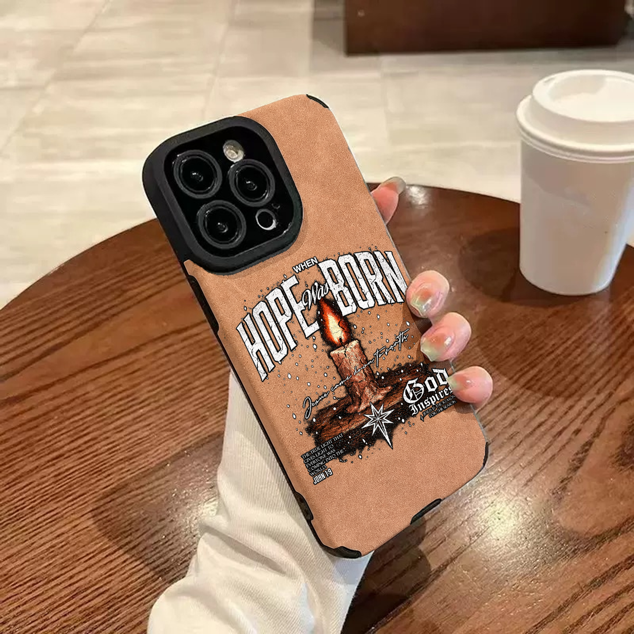“Hope Was Born” Jesus Leather iPhone Case