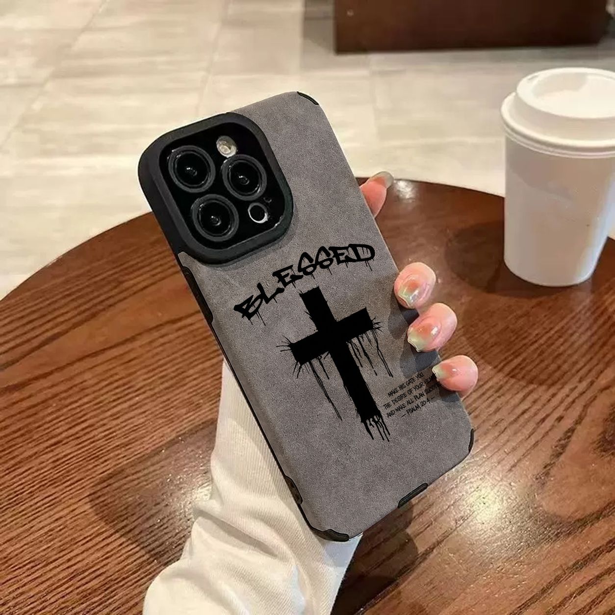 “Cross & Letter Print” Jesus Leather iPhone Case