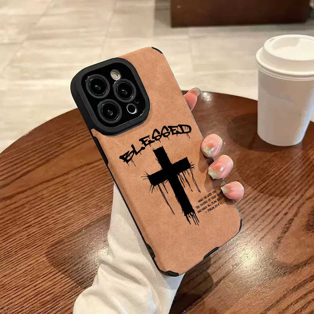 “Cross & Letter Print” Jesus Leather iPhone Case