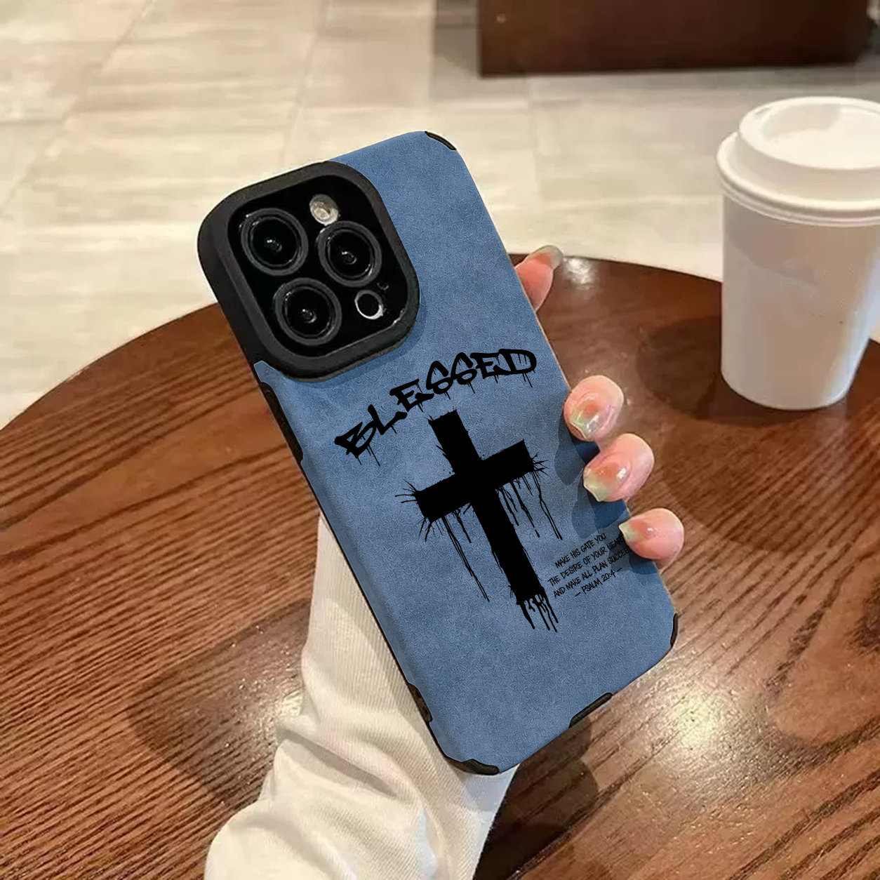 “Cross & Letter Print” Jesus Leather iPhone Case