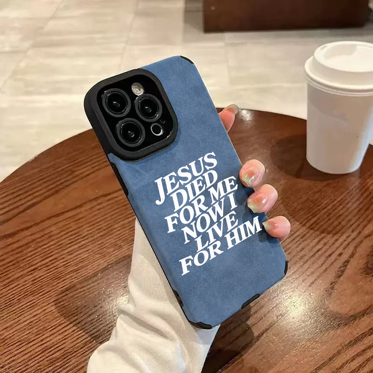 “Jesus Died for Me Now I Live for Him” Jesus Leather iPhone Case