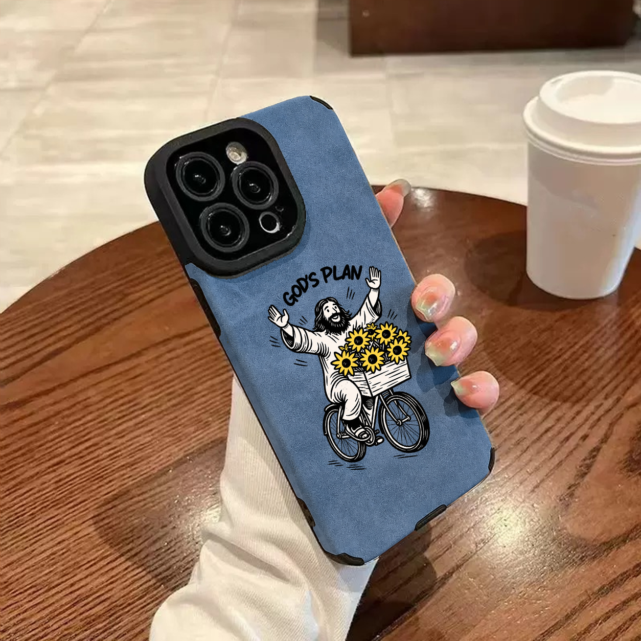“God's Plan Jesus Sunflower” Jesus Leather iPhone Case
