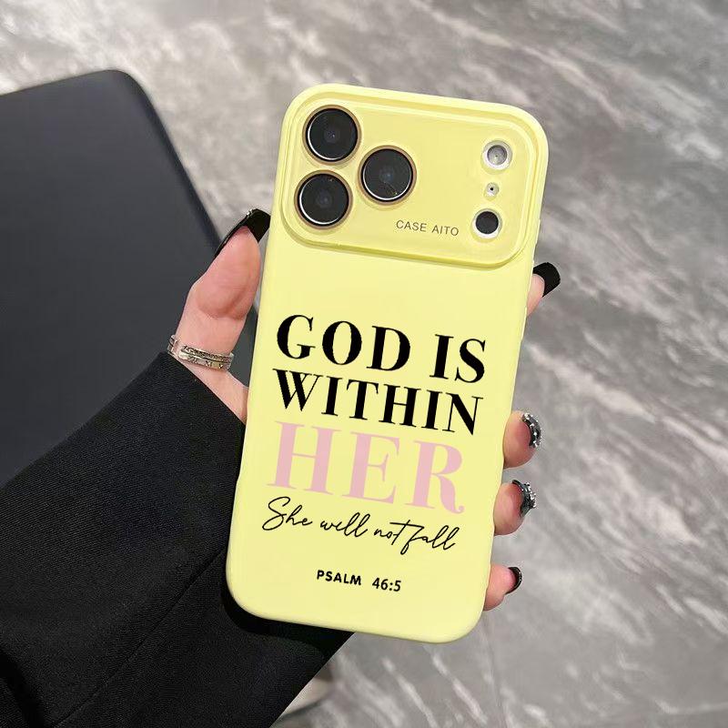 Christian "God Is Within Her" Dopamine Ins-Style Solid Color Smartphone Case, Ultra Skin-Friendly Touch Handheld Protector, All-Inclusive Lens Accessories for 12 13 14 15 16 17 Series Devices, Casing, Cellphone Christian "God Is Within Her" Dopamine Ins-Style Solid Color Smartphone Case, Ultra Skin-Friendly Touch Handheld Protector, All-Inclusive Lens Accessories for 12 13 14 15 16 17 Series Devices, Casing, Cellphone