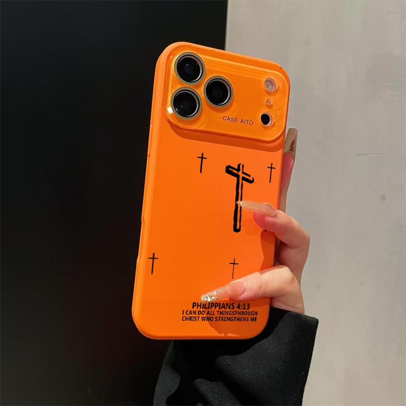 Minimalist Embossed 3D Cross Print Dopamine Ins Style Solid Color Phone Case, Ultra Skin-Friendly Touch, All-Inclusive Lens Accessory Compatible with iPhone 17,16,15,14,13,12, Accessories Minimalist Embossed 3D Cross Print Dopamine Ins Style Solid Color Phone Case, Ultra Skin-Friendly Touch, All-Inclusive Lens Accessory Compatible with iPhone 17,16,15,14,13,12, Accessories