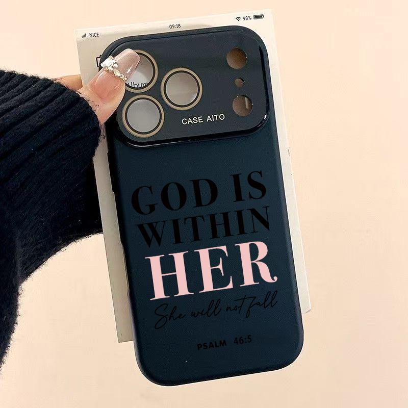 Christian "God Is Within Her" Dopamine Ins-Style Solid Color Smartphone Case, Ultra Skin-Friendly Touch Handheld Protector, All-Inclusive Lens Accessories for 12 13 14 15 16 17 Series Devices, Casing, Cellphone Christian "God Is Within Her" Dopamine Ins-Style Solid Color Smartphone Case, Ultra Skin-Friendly Touch Handheld Protector, All-Inclusive Lens Accessories for 12 13 14 15 16 17 Series Devices, Casing, Cellphone