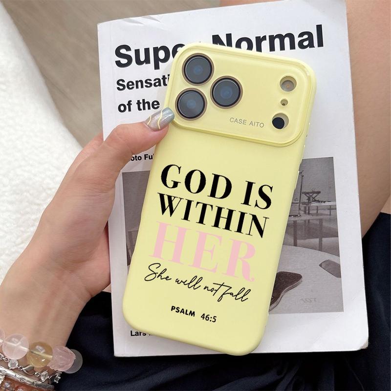 Christian "God Is Within Her" Dopamine Ins-Style Solid Color Smartphone Case, Ultra Skin-Friendly Touch Handheld Protector, All-Inclusive Lens Accessories for 12 13 14 15 16 17 Series Devices, Casing, Cellphone Christian "God Is Within Her" Dopamine Ins-Style Solid Color Smartphone Case, Ultra Skin-Friendly Touch Handheld Protector, All-Inclusive Lens Accessories for 12 13 14 15 16 17 Series Devices, Casing, Cellphone