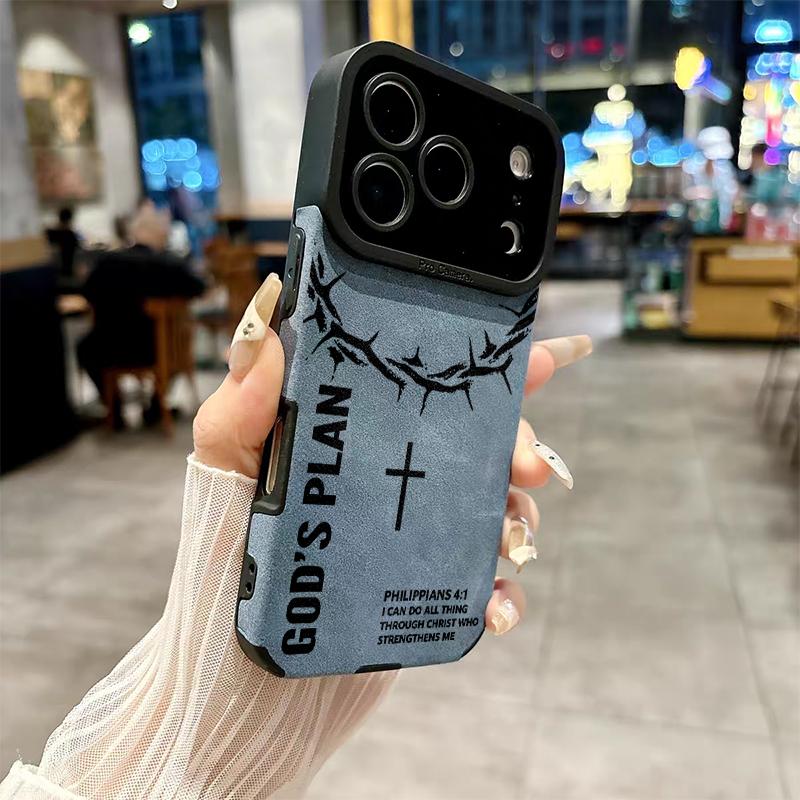 God’s Plan Crown Of Thorns Cross Phone Case Soft Touch Surface Anti‑Fingerprint Comfort Grip Protective Leather Material with Velvet-Like Delicate Skin-Friendly Touch, Compatible with iPhone 17,16,15,14,13,12,11 Pro Max Plus,X,XS MAX God’s Plan Crown Of Thorns Cross Phone Case Soft Touch Surface Anti‑Fingerprint Comfort Grip Protective Leather Material with Velvet-Like Delicate Skin-Friendly Touch, Compatible with iPhone 17,16,15,14,13,12,11 Pro Max Plus,X,XS MAX