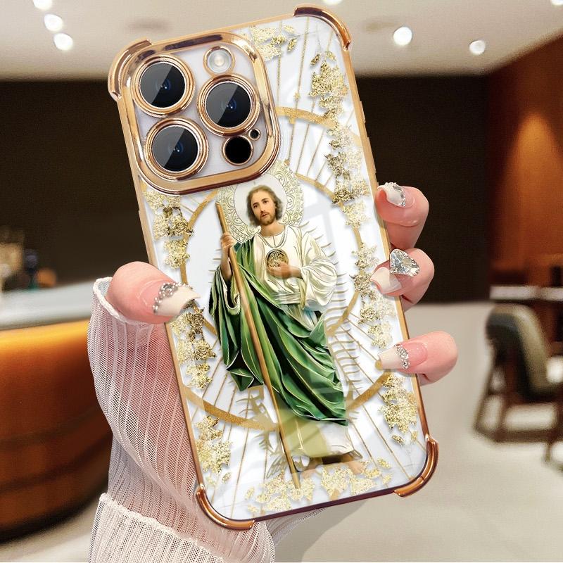 Four-corner anti-fall St. Judah pattern mobile phone case, suitable for iPhone17/16/15/14/13/12/11 X Xs pro max, anti-fall, shockproof, transparent, St. Judah mobile phone protective cover, strong mobile phone protection accessories Four-corner anti-fall St. Judah pattern mobile phone case, suitable for iPhone17/16/15/14/13/12/11 X Xs pro max, anti-fall, shockproof, transparent, St. Judah mobile phone protective cover, strong mobile phone protection accessories