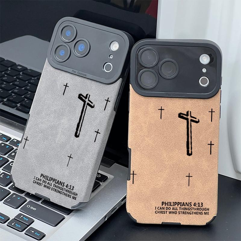 Embossed Cross Pattern TPU & Leather Cellphone Case - Velvet-Soft, Skin-Friendly Phone Cover Casing, Protective Accessories for iPhone 17,16,15,14,13,12,11 Pro Max Plus,X,XS MAX Embossed Cross Pattern TPU & Leather Cellphone Case - Velvet-Soft, Skin-Friendly Phone Cover Casing, Protective Accessories for iPhone 17,16,15,14,13,12,11 Pro Max Plus,X,XS MAX