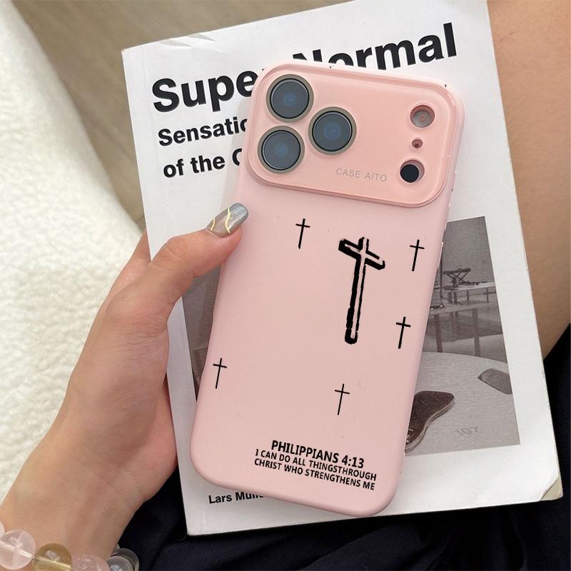 Minimalist Embossed 3D Cross Print Dopamine Ins Style Solid Color Phone Case, Ultra Skin-Friendly Touch, All-Inclusive Lens Accessory Compatible with iPhone 17,16,15,14,13,12, Accessories Minimalist Embossed 3D Cross Print Dopamine Ins Style Solid Color Phone Case, Ultra Skin-Friendly Touch, All-Inclusive Lens Accessory Compatible with iPhone 17,16,15,14,13,12, Accessories