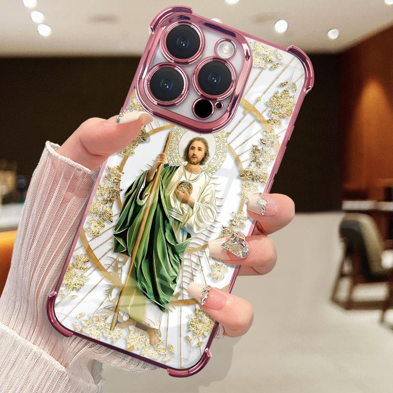 Four-corner anti-fall St. Judah pattern mobile phone case, suitable for iPhone17/16/15/14/13/12/11 X Xs pro max, anti-fall, shockproof, transparent, St. Judah mobile phone protective cover, strong mobile phone protection accessories Four-corner anti-fall St. Judah pattern mobile phone case, suitable for iPhone17/16/15/14/13/12/11 X Xs pro max, anti-fall, shockproof, transparent, St. Judah mobile phone protective cover, strong mobile phone protection accessories
