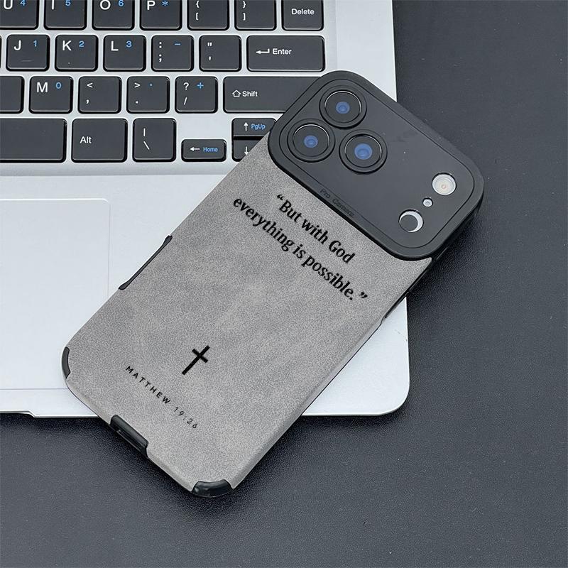 Matthew 19:26 Chapter Fine Hole Imitation Fur Phone Case for iPhone 17 16 15 14 13 12 11 Pro Max Plus X XS Max Anti-Drop Protection Matthew 19:26 Chapter Fine Hole Imitation Fur Phone Case for iPhone 17 16 15 14 13 12 11 Pro Max Plus X XS Max Anti-Drop Protection