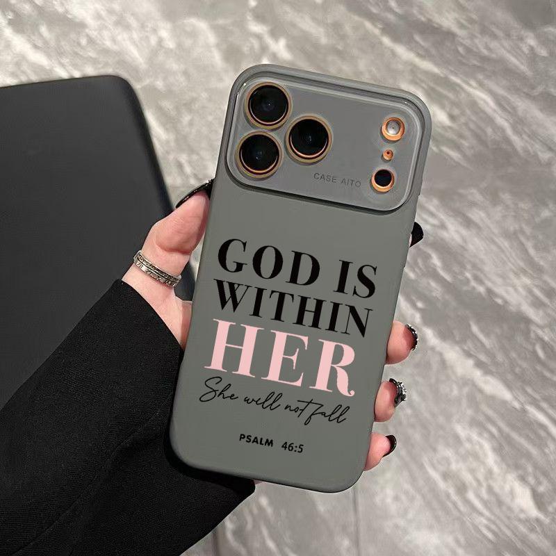 Christian "God Is Within Her" Dopamine Ins-Style Solid Color Smartphone Case, Ultra Skin-Friendly Touch Handheld Protector, All-Inclusive Lens Accessories for 12 13 14 15 16 17 Series Devices, Casing, Cellphone Christian "God Is Within Her" Dopamine Ins-Style Solid Color Smartphone Case, Ultra Skin-Friendly Touch Handheld Protector, All-Inclusive Lens Accessories for 12 13 14 15 16 17 Series Devices, Casing, Cellphone