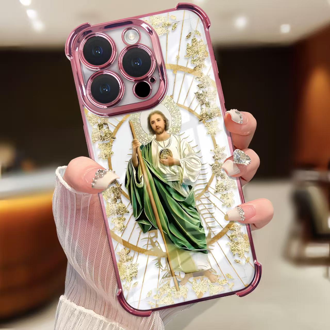 Four-corner anti-fall St. Judah pattern mobile phone case, suitable for iPhone17/16/15/14/13/12/11 X Xs pro max, anti-fall, shockproof, transparent, St. Judah mobile phone protective cover, strong mobile phone protection accessories Four-corner anti-fall St. Judah pattern mobile phone case, suitable for iPhone17/16/15/14/13/12/11 X Xs pro max, anti-fall, shockproof, transparent, St. Judah mobile phone protective cover, strong mobile phone protection accessories