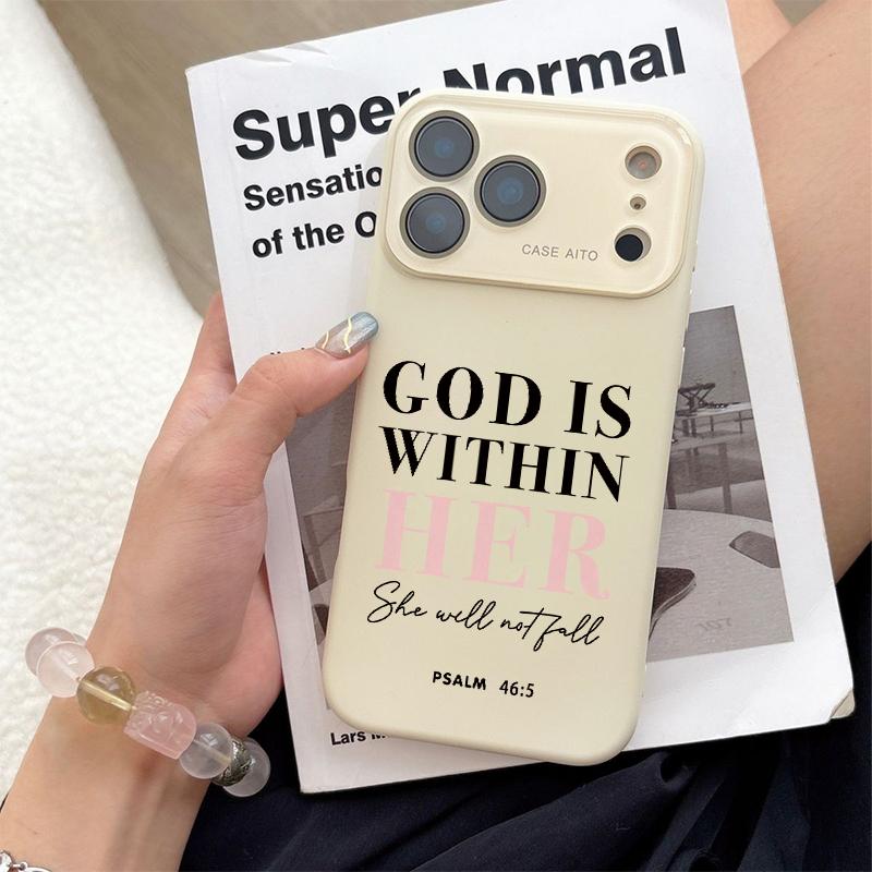 Christian "God Is Within Her" Dopamine Ins-Style Solid Color Smartphone Case, Ultra Skin-Friendly Touch Handheld Protector, All-Inclusive Lens Accessories for 12 13 14 15 16 17 Series Devices, Casing, Cellphone Christian "God Is Within Her" Dopamine Ins-Style Solid Color Smartphone Case, Ultra Skin-Friendly Touch Handheld Protector, All-Inclusive Lens Accessories for 12 13 14 15 16 17 Series Devices, Casing, Cellphone