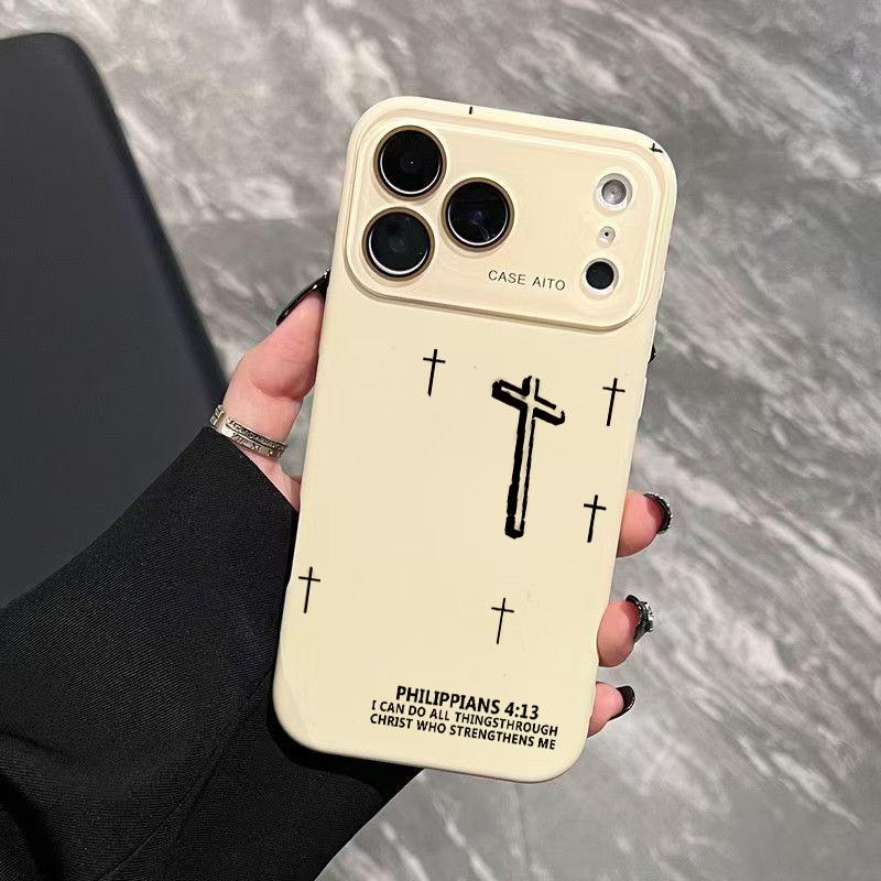 Minimalist Embossed 3D Cross Print Dopamine Ins Style Solid Color Phone Case, Ultra Skin-Friendly Touch, All-Inclusive Lens Accessory Compatible with iPhone 17,16,15,14,13,12, Accessories Minimalist Embossed 3D Cross Print Dopamine Ins Style Solid Color Phone Case, Ultra Skin-Friendly Touch, All-Inclusive Lens Accessory Compatible with iPhone 17,16,15,14,13,12, Accessories