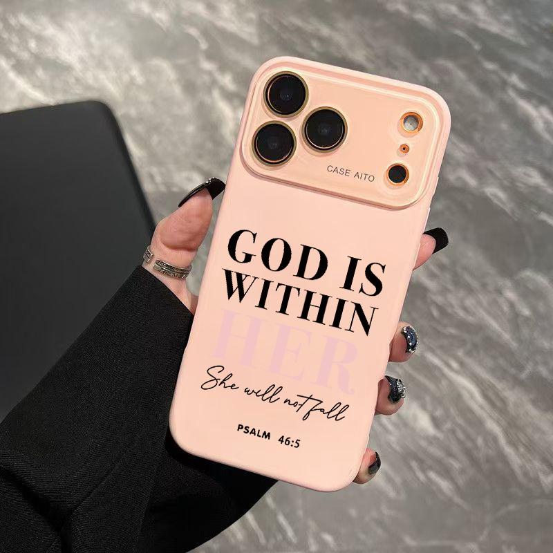 Christian "God Is Within Her" Dopamine Ins-Style Solid Color Smartphone Case, Ultra Skin-Friendly Touch Handheld Protector, All-Inclusive Lens Accessories for 12 13 14 15 16 17 Series Devices, Casing, Cellphone Christian "God Is Within Her" Dopamine Ins-Style Solid Color Smartphone Case, Ultra Skin-Friendly Touch Handheld Protector, All-Inclusive Lens Accessories for 12 13 14 15 16 17 Series Devices, Casing, Cellphone