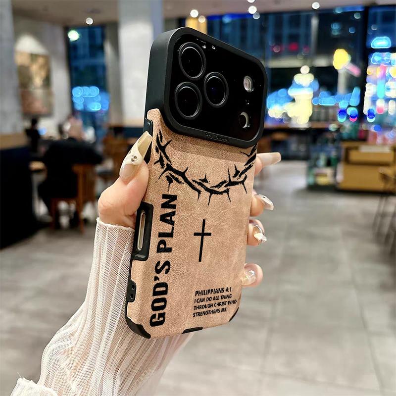 God’s Plan Crown Of Thorns Cross Phone Case Soft Touch Surface Anti‑Fingerprint Comfort Grip Protective Leather Material with Velvet-Like Delicate Skin-Friendly Touch, Compatible with iPhone 17,16,15,14,13,12,11 Pro Max Plus,X,XS MAX God’s Plan Crown Of Thorns Cross Phone Case Soft Touch Surface Anti‑Fingerprint Comfort Grip Protective Leather Material with Velvet-Like Delicate Skin-Friendly Touch, Compatible with iPhone 17,16,15,14,13,12,11 Pro Max Plus,X,XS MAX