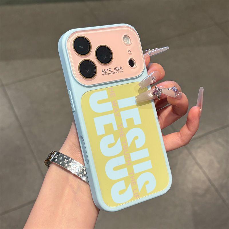Jesus Color‑Block Slogan Phone Case Bold Contrast Color Block Pattern Transparent Crystal Material Highlights Unique Contrast Color Design With Glossy Surface Long-Lasting Color Retention For IPhone 17, 16, 15, 14, 13 Jesus Color‑Block Slogan Phone Case Bold Contrast Color Block Pattern Transparent Crystal Material Highlights Unique Contrast Color Design With Glossy Surface Long-Lasting Color Retention For IPhone 17, 16, 15, 14, 13