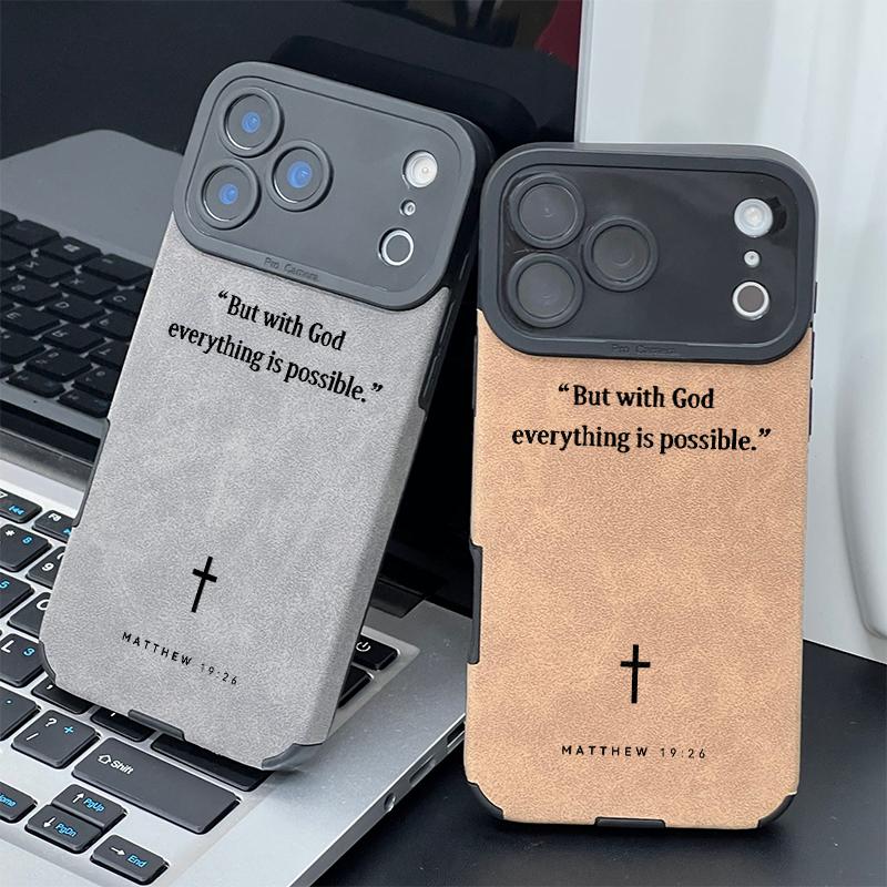 Matthew 19:26 Chapter Fine Hole Imitation Fur Phone Case for iPhone 17 16 15 14 13 12 11 Pro Max Plus X XS Max Anti-Drop Protection Matthew 19:26 Chapter Fine Hole Imitation Fur Phone Case for iPhone 17 16 15 14 13 12 11 Pro Max Plus X XS Max Anti-Drop Protection