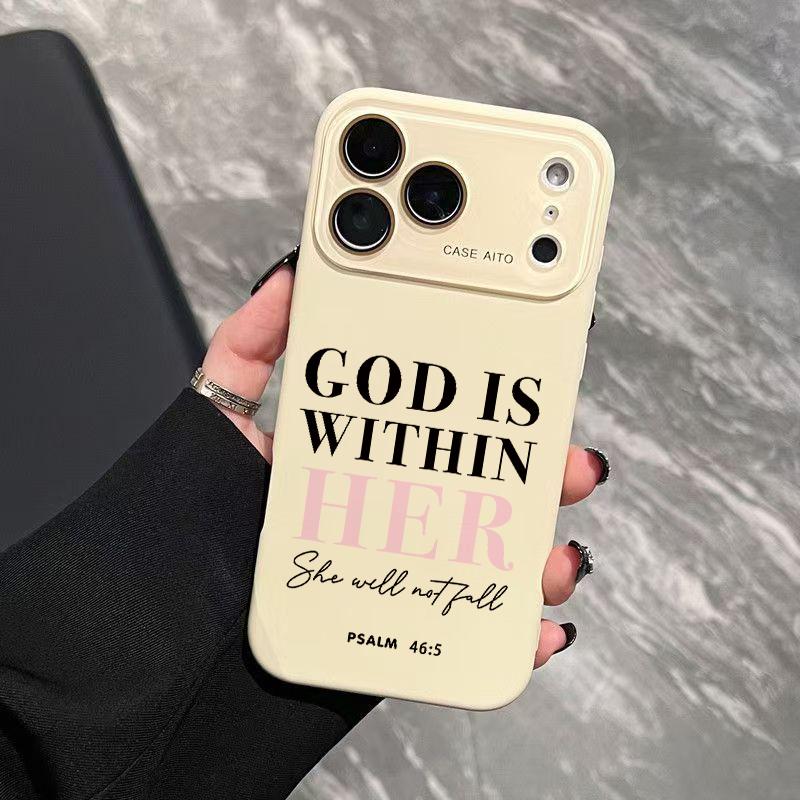 Christian "God Is Within Her" Dopamine Ins-Style Solid Color Smartphone Case, Ultra Skin-Friendly Touch Handheld Protector, All-Inclusive Lens Accessories for 12 13 14 15 16 17 Series Devices, Casing, Cellphone Christian "God Is Within Her" Dopamine Ins-Style Solid Color Smartphone Case, Ultra Skin-Friendly Touch Handheld Protector, All-Inclusive Lens Accessories for 12 13 14 15 16 17 Series Devices, Casing, Cellphone
