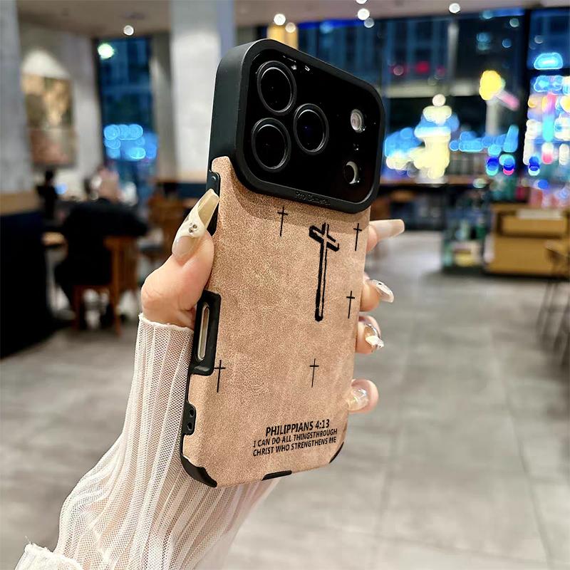 Embossed Cross Pattern TPU & Leather Cellphone Case - Velvet-Soft, Skin-Friendly Phone Cover Casing, Protective Accessories for iPhone 17,16,15,14,13,12,11 Pro Max Plus,X,XS MAX Embossed Cross Pattern TPU & Leather Cellphone Case - Velvet-Soft, Skin-Friendly Phone Cover Casing, Protective Accessories for iPhone 17,16,15,14,13,12,11 Pro Max Plus,X,XS MAX