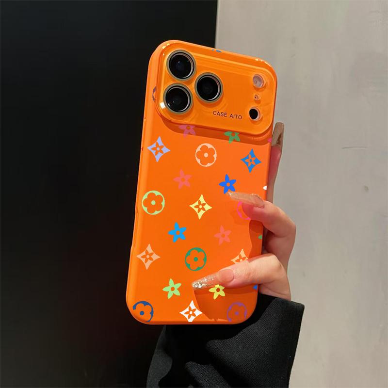 Colorful Floral Pattern Solid Color Phone Case with Ultra Skin friendly Touch, All Inclusive Lens Phone Case Suitable for Apple 17 16 15 14 13 12