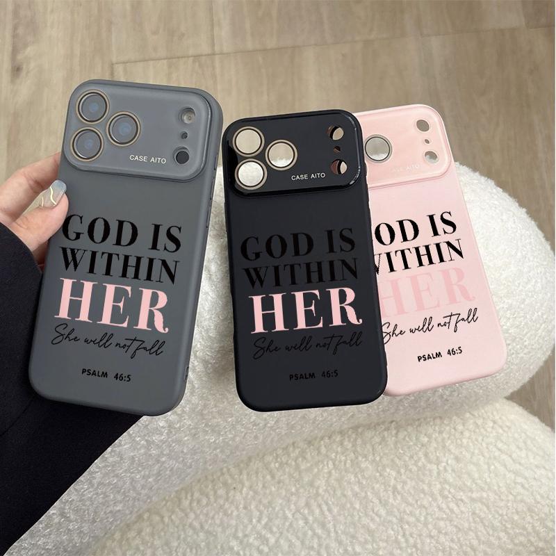 Christian "God Is Within Her" Dopamine Ins-Style Solid Color Smartphone Case, Ultra Skin-Friendly Touch Handheld Protector, All-Inclusive Lens Accessories for 12 13 14 15 16 17 Series Devices, Casing, Cellphone Christian "God Is Within Her" Dopamine Ins-Style Solid Color Smartphone Case, Ultra Skin-Friendly Touch Handheld Protector, All-Inclusive Lens Accessories for 12 13 14 15 16 17 Series Devices, Casing, Cellphone