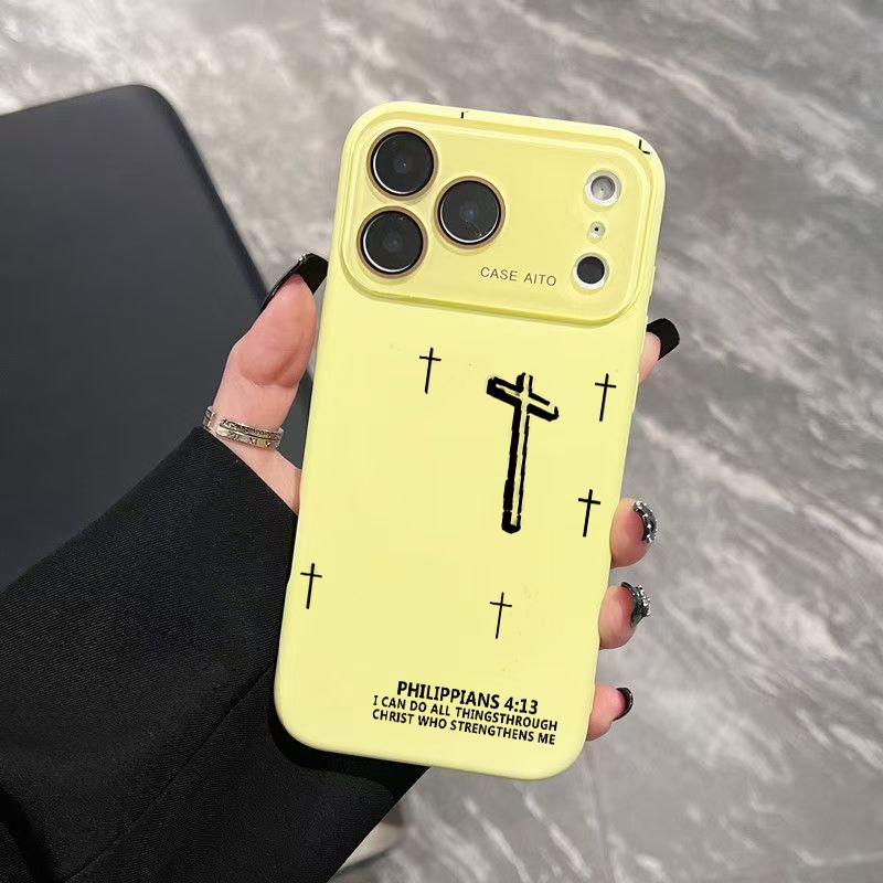 Minimalist Embossed 3D Cross Print Dopamine Ins Style Solid Color Phone Case, Ultra Skin-Friendly Touch, All-Inclusive Lens Accessory Compatible with iPhone 17,16,15,14,13,12, Accessories Minimalist Embossed 3D Cross Print Dopamine Ins Style Solid Color Phone Case, Ultra Skin-Friendly Touch, All-Inclusive Lens Accessory Compatible with iPhone 17,16,15,14,13,12, Accessories