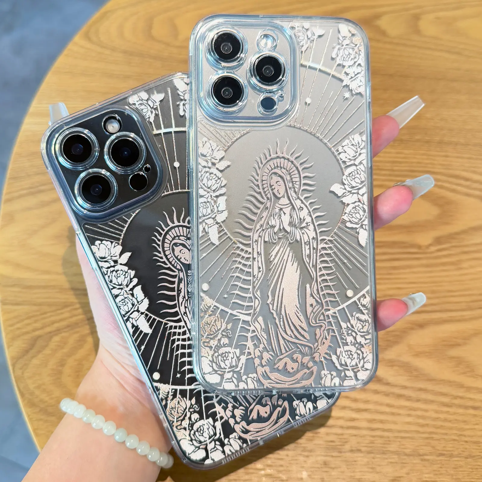 Virgin Mary Pattern Clear TPU Phone Case