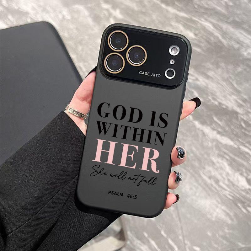 Christian "God Is Within Her" Dopamine Ins-Style Solid Color Smartphone Case, Ultra Skin-Friendly Touch Handheld Protector, All-Inclusive Lens Accessories for 12 13 14 15 16 17 Series Devices, Casing, Cellphone Christian "God Is Within Her" Dopamine Ins-Style Solid Color Smartphone Case, Ultra Skin-Friendly Touch Handheld Protector, All-Inclusive Lens Accessories for 12 13 14 15 16 17 Series Devices, Casing, Cellphone