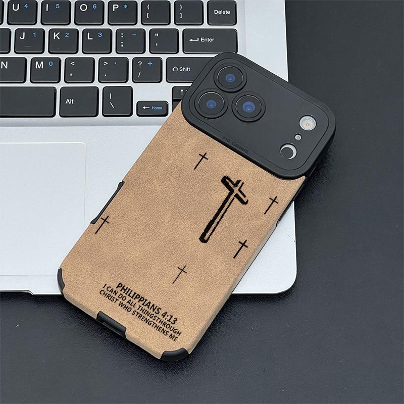 Embossed Cross Pattern TPU & Leather Cellphone Case - Velvet-Soft, Skin-Friendly Phone Cover Casing, Protective Accessories for iPhone 17,16,15,14,13,12,11 Pro Max Plus,X,XS MAX Embossed Cross Pattern TPU & Leather Cellphone Case - Velvet-Soft, Skin-Friendly Phone Cover Casing, Protective Accessories for iPhone 17,16,15,14,13,12,11 Pro Max Plus,X,XS MAX