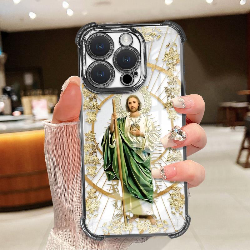 Four-corner anti-fall St. Judah pattern mobile phone case, suitable for iPhone17/16/15/14/13/12/11 X Xs pro max, anti-fall, shockproof, transparent, St. Judah mobile phone protective cover, strong mobile phone protection accessories Four-corner anti-fall St. Judah pattern mobile phone case, suitable for iPhone17/16/15/14/13/12/11 X Xs pro max, anti-fall, shockproof, transparent, St. Judah mobile phone protective cover, strong mobile phone protection accessories