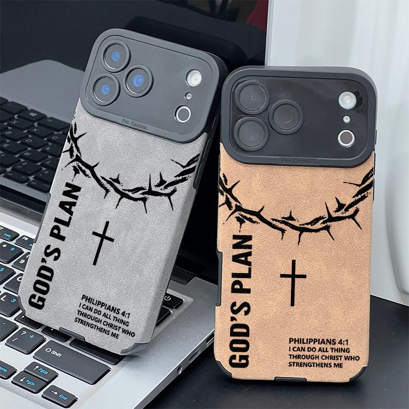 God’s Plan Crown Of Thorns Cross Phone Case Soft Touch Surface Anti‑Fingerprint Comfort Grip Protective Leather Material with Velvet-Like Delicate Skin-Friendly Touch, Compatible with iPhone 17,16,15,14,13,12,11 Pro Max Plus,X,XS MAX God’s Plan Crown Of Thorns Cross Phone Case Soft Touch Surface Anti‑Fingerprint Comfort Grip Protective Leather Material with Velvet-Like Delicate Skin-Friendly Touch, Compatible with iPhone 17,16,15,14,13,12,11 Pro Max Plus,X,XS MAX
