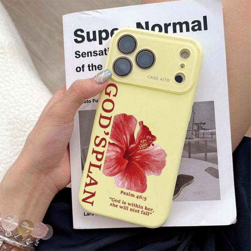 Ins Style Red Flower & God's Plan Pattern Cellphone Casing - Ultra Skin-Friendly Touchscreen Feel, All-Inclusive Camera Lens Protection, Handheld Devices Accessory - Compatible with iPhone 17,16,15,14,13,12 Ins Style Red Flower & God's Plan Pattern Cellphone Casing - Ultra Skin-Friendly Touchscreen Feel, All-Inclusive Camera Lens Protection, Handheld Devices Accessory - Compatible with iPhone 17,16,15,14,13,12