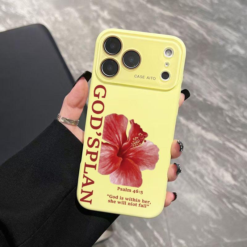 Ins Style Red Flower & God's Plan Pattern Cellphone Casing - Ultra Skin-Friendly Touchscreen Feel, All-Inclusive Camera Lens Protection, Handheld Devices Accessory - Compatible with iPhone 17,16,15,14,13,12 Ins Style Red Flower & God's Plan Pattern Cellphone Casing - Ultra Skin-Friendly Touchscreen Feel, All-Inclusive Camera Lens Protection, Handheld Devices Accessory - Compatible with iPhone 17,16,15,14,13,12