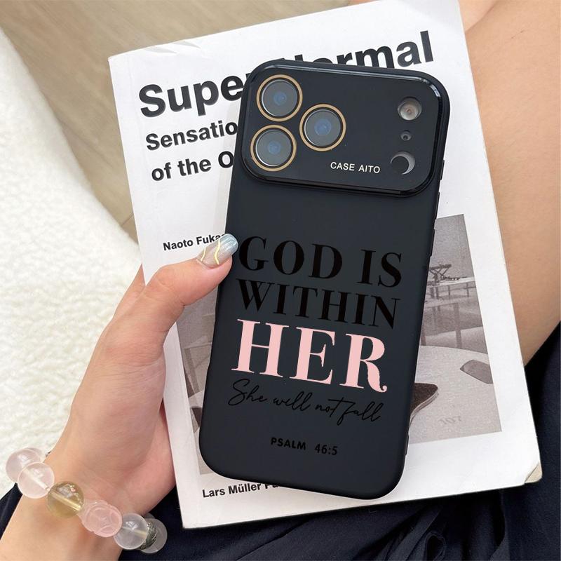 Christian "God Is Within Her" Dopamine Ins-Style Solid Color Smartphone Case, Ultra Skin-Friendly Touch Handheld Protector, All-Inclusive Lens Accessories for 12 13 14 15 16 17 Series Devices, Casing, Cellphone Christian "God Is Within Her" Dopamine Ins-Style Solid Color Smartphone Case, Ultra Skin-Friendly Touch Handheld Protector, All-Inclusive Lens Accessories for 12 13 14 15 16 17 Series Devices, Casing, Cellphone