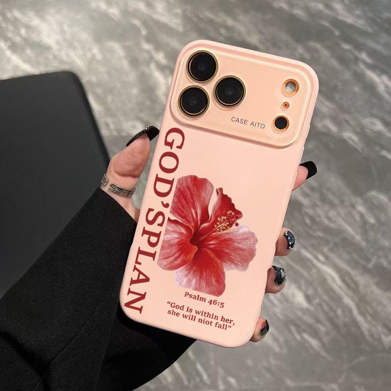 Ins Style Red Flower & God's Plan Pattern Cellphone Casing - Ultra Skin-Friendly Touchscreen Feel, All-Inclusive Camera Lens Protection, Handheld Devices Accessory - Compatible with iPhone 17,16,15,14,13,12 Ins Style Red Flower & God's Plan Pattern Cellphone Casing - Ultra Skin-Friendly Touchscreen Feel, All-Inclusive Camera Lens Protection, Handheld Devices Accessory - Compatible with iPhone 17,16,15,14,13,12