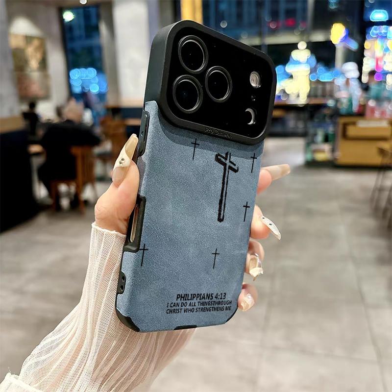 Embossed Cross Pattern TPU & Leather Cellphone Case - Velvet-Soft, Skin-Friendly Phone Cover Casing, Protective Accessories for iPhone 17,16,15,14,13,12,11 Pro Max Plus,X,XS MAX Embossed Cross Pattern TPU & Leather Cellphone Case - Velvet-Soft, Skin-Friendly Phone Cover Casing, Protective Accessories for iPhone 17,16,15,14,13,12,11 Pro Max Plus,X,XS MAX