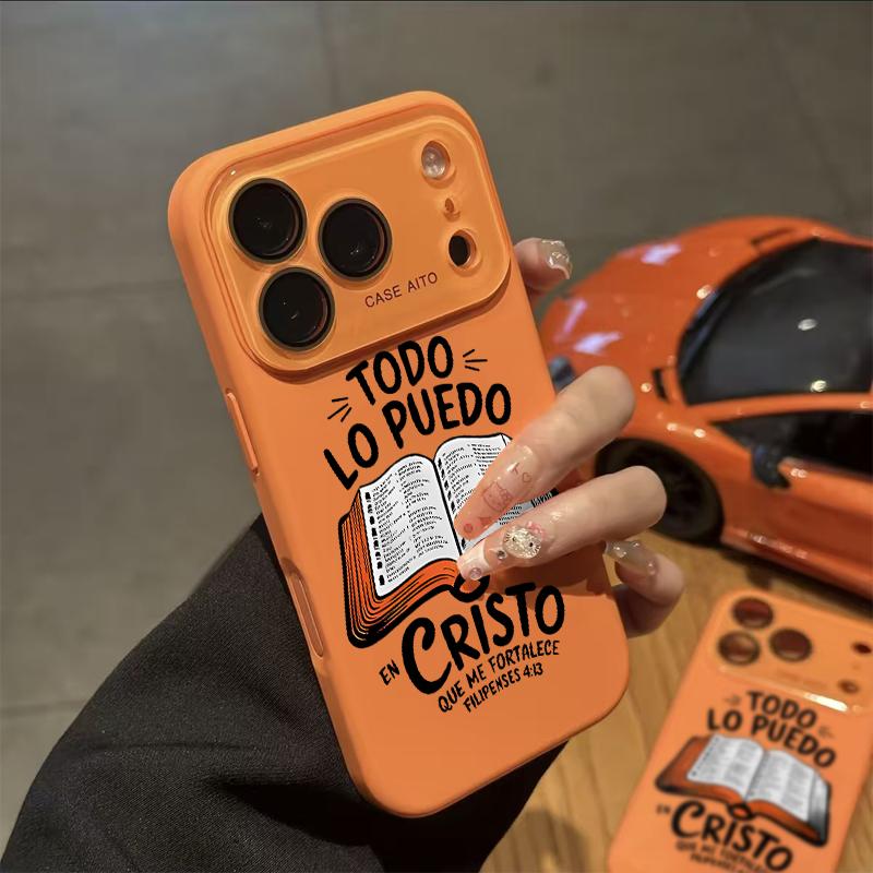 Dopamine-Hued Spanish Scripture & Bible Illustration TPU Phone Case, Ins Style Ultra Skin-Friendly Shockproof Casing, All-Inclusive Lens-Compatible Accessory for iPhone 17/16/15/14/13/12 (Screen Protector Sold Separately) Dopamine-Hued Spanish Scripture & Bible Illustration TPU Phone Case, Ins Style Ultra Skin-Friendly Shockproof Casing, All-Inclusive Lens-Compatible Accessory for iPhone 17/16/15/14/13/12 (Screen Protector Sold Separately)