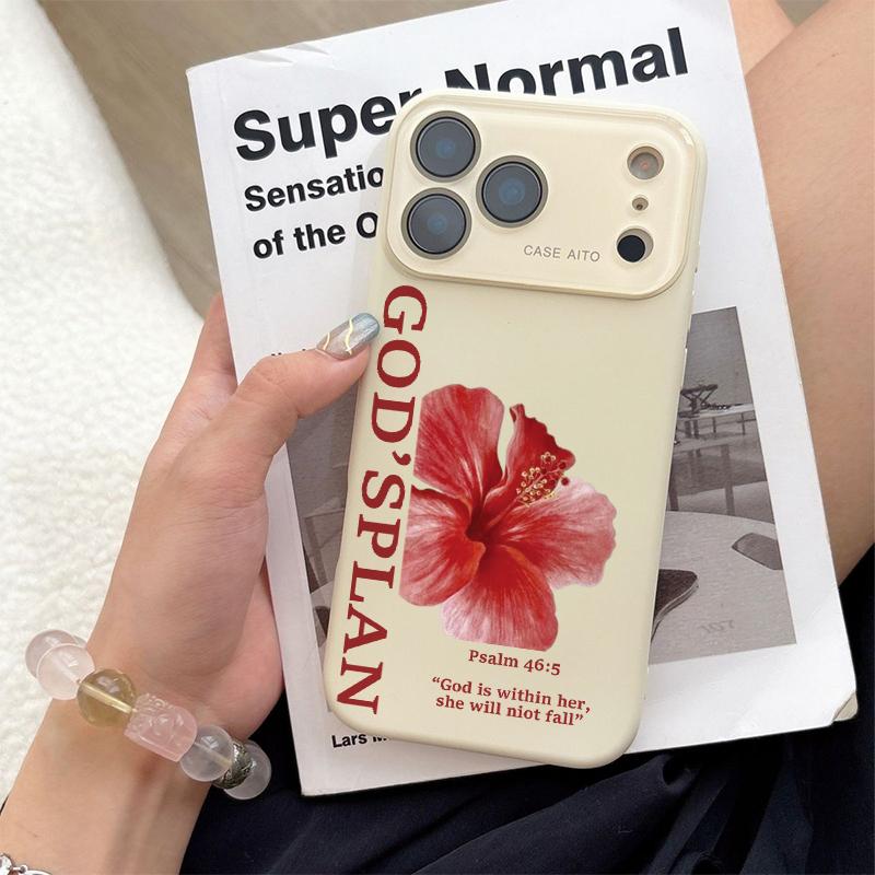 Ins Style Red Flower & God's Plan Pattern Cellphone Casing - Ultra Skin-Friendly Touchscreen Feel, All-Inclusive Camera Lens Protection, Handheld Devices Accessory - Compatible with iPhone 17,16,15,14,13,12 Ins Style Red Flower & God's Plan Pattern Cellphone Casing - Ultra Skin-Friendly Touchscreen Feel, All-Inclusive Camera Lens Protection, Handheld Devices Accessory - Compatible with iPhone 17,16,15,14,13,12