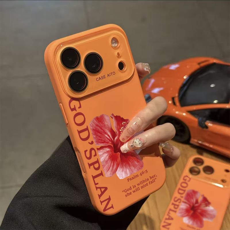 Ins Style Red Flower & God's Plan Pattern Cellphone Casing - Ultra Skin-Friendly Touchscreen Feel, All-Inclusive Camera Lens Protection, Handheld Devices Accessory - Compatible with iPhone 17,16,15,14,13,12 Ins Style Red Flower & God's Plan Pattern Cellphone Casing - Ultra Skin-Friendly Touchscreen Feel, All-Inclusive Camera Lens Protection, Handheld Devices Accessory - Compatible with iPhone 17,16,15,14,13,12