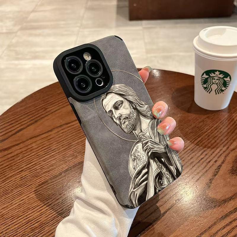 The Jesus portrait pattern phone case is made of TPU and leather with a delicate touch that is skin friendly like velvet, suitable for Apple 17 16 15 14 13 12 11 Pro Max Plus X XS Max The Jesus portrait pattern phone case is made of TPU and leather with a delicate touch that is skin friendly like velvet, suitable for Apple 17 16 15 14 13 12 11 Pro Max Plus X XS Max