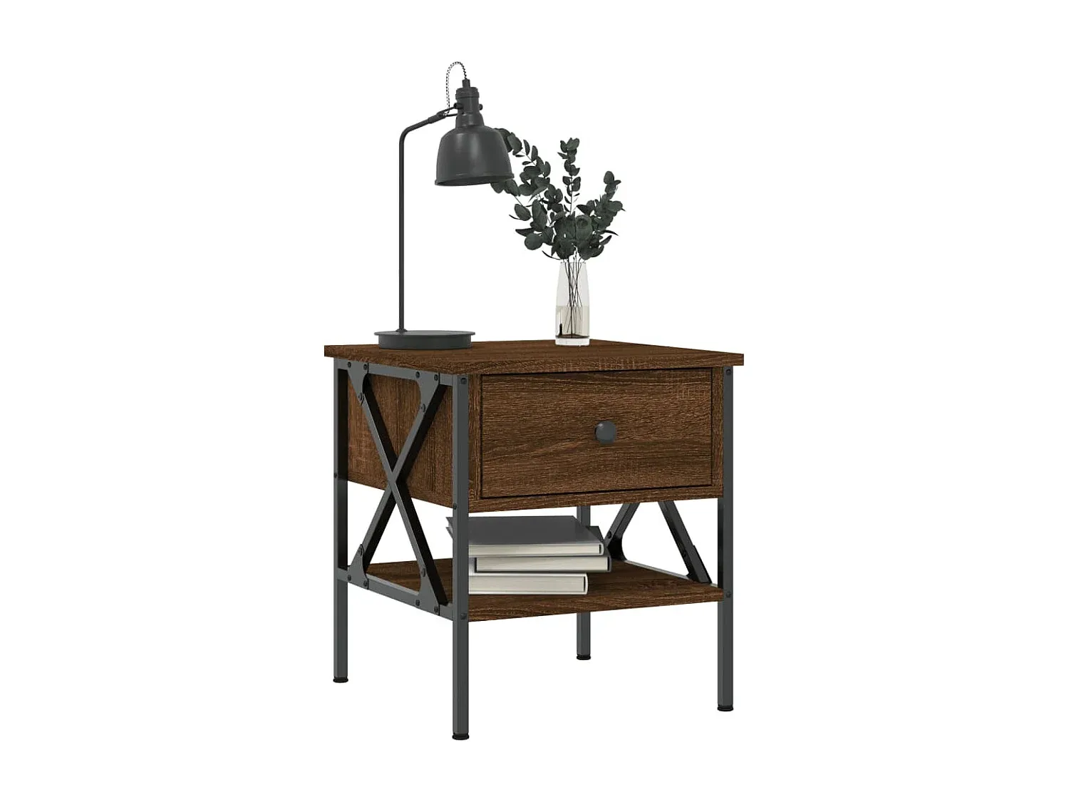 Moderner Nachttisch im 2er-Set aus Holzwerkstoff, Räuchereiche, 40x42x45 cm