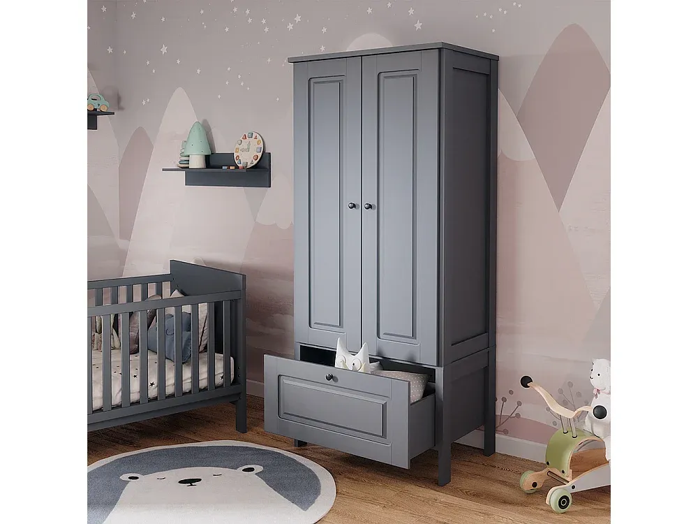 Moderner Kinderkleiderschrank in Weiß